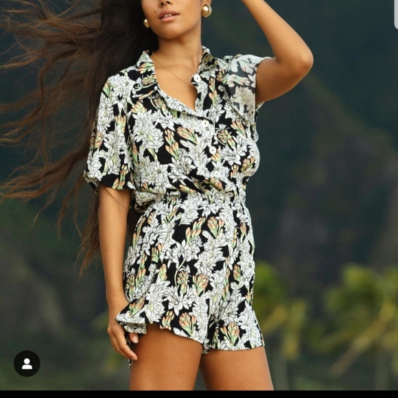 Ava Sky Fighting Eel Romper Scottie in Obsidian Tuberose (L) - Picture 1 of 6